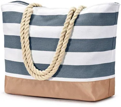 Obrázok produktu pre Unyqoos® Štýlová a priestranná plážová taška pre dámy – vyrobená z vodeodolného polyesteru, rozmer 52 x 36 x 17 cm, zapínanie na zips, vrecko na mokré veci, 2 vnútorné vrecká, hrubé držadlá