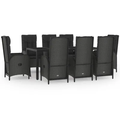 Produktbild von "2026 Aktion" 9-tlg. Garten-Essgruppe - elegantes Design - Sitzgruppe/Gartenmöbel-Set - mit Kissen Schwarz Poly Rattan - Terassenmöbel NeuMöbel238275