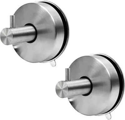 Produktbild von PolkaHome® 2er Set Saugnapf-Haken, 304 Edelstahl, extra stark, Handtuchhaken ohne Bohren, starke Vakuum-Saugnäpfe, ideal für Bad und