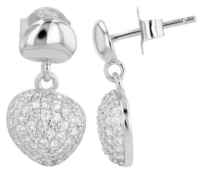 Produktbild von "Karin" 925/- Echt Silber Ohrstecker mit Hänger, Zirkoniabesatz, silberfarben rhodiniert