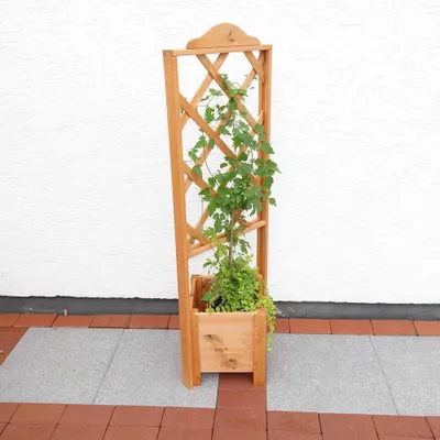 Produktbild von Blumenkasten Eckelement Botanica Kiefer imprägniert 47 x 45 x 140 cm braun inkl. Rankgitter