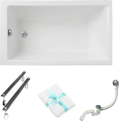 Zdjęcie produktu dla Polimat Wanna Akrylowa Capri 120x70 z Chromowanym Syfonem 3w1 - Stylowa i Trwała, Idealna do Małych Łazienek, Antybakteryjna Powłoka