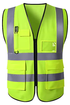 Produktbild von Reflektierende Warnweste für den Bau, Industrie, Gebäude, Straße, Autobahn, Verkehr, Stoff, Reißverschluss, mehrere Taschen, Grün