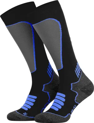 Produktbild von Tobeni Sport Kompressionsstrümpfe Lang Biking- Running- Skiing- Socken für Frauen und Männer, Farbe:Schwarz-Royal, Grösse:43-46
