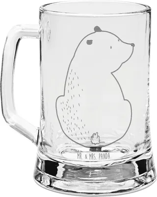 Produktbild von Mr. & Mrs. Panda Bierhumpen Bär Schulterblick - Transparent - Geschenk, Humpen, Selbstachtung, Krug, Bierkrug Glas, Bärenliebe, Bären, Seidel, Glaskrug, Motivation, Teddy