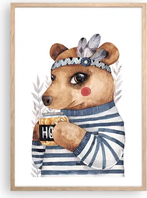 Produktbild von Gerahmtes Poster - Rahmen in heller Eiche - Anthropomorphisierung Bär Kinder - 50x70 cm - Wand Bild - Wanddeko - Wandbilder - Kunstposter - Wandposter - Bilderrahmen - Bilder - P2NPA50x70-4367