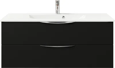 Produktbild von Pelipal Badmöbel-Set Sunline 300 BxHxT 117 x 49,9 x 48 cm Frontfarbe schwarz matt Badmöbel-Set mit Waschtisch Mineralmar