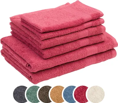 Produktbild von sleepling liebling Frottier Set Borte, je 2 x Handtücher 50 x 100 cm, Duschtücher 70 x 140 cm, Gästetücher 30 x 50 cm, 60 Grad, saugstark, rot