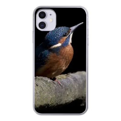 Produktbild von MuchoWow® Handyhülle Schutzhülle Hülle für iPhone 11 Eisvogel - Zweig - Federn - Schwarz Silikon Softcase Handy Hülle - Handytasche