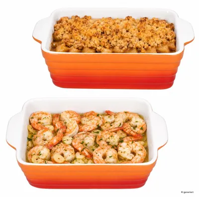 Image de 2 plats à gratin oranges CROSSY, 800 ml, en grès, pour lasagnes, gâteaux, etc