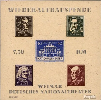 Produktbild von Briefmarken Sowjetische Zone (All.Bes.) 1946 Mi Block3B (kompl.Ausgabe) postfrisch Nationaltheater