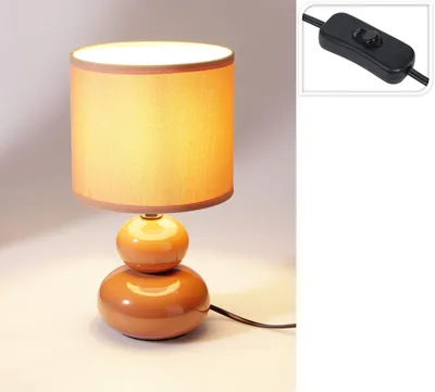 Obrázok produktu pre Stolná lampa, keramika – tmavohnedá, 16,5 x 16,5 x 29,5 cm