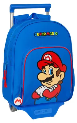 Immagine prodotto di Zaino Safta Super Mario con ruote per valigia, colore blu, taglia unica