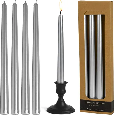 Image de Bougie simple pour le dîner de Noël 4 pièces Argent