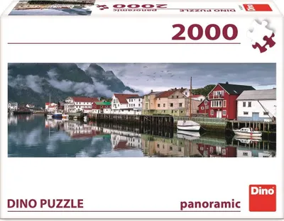 Produktbild von Dino Puzzle 2000 Panorama Fischerdorf
