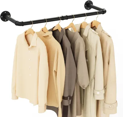 Productafbeelding van IndustriëLe buis kledingstangen - 80 cm - Kledingstandaard voor aan de muur - Ruimtebesparend Wandrek - Keukenrek