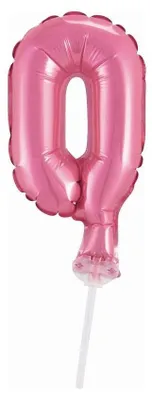 Zdjęcie produktu dla Dekoracja tortu mini balon foliowy różowy cyfra 0