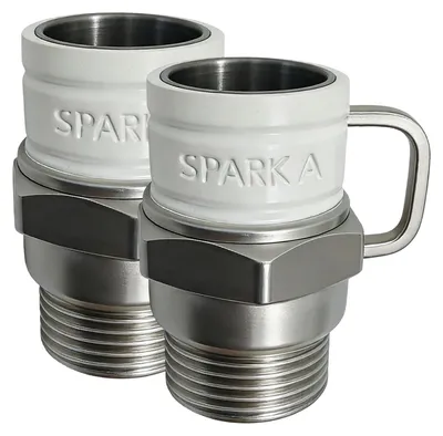 2er-Set Keramik-Zündkerzenbecher, Kaffeetassen mit Henkel, 14 cm