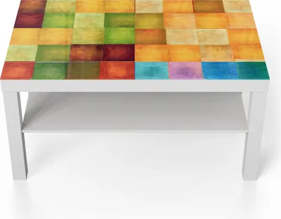Produktbild von DEQORI Couchtisch 90x55 cm Weiß 'Bunte Farbquadrate' Glas Beistelltisch