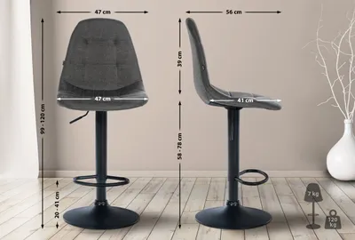 Zdjęcie produktu dla Stołek barowy Elmore tkanina B ciemnoszary