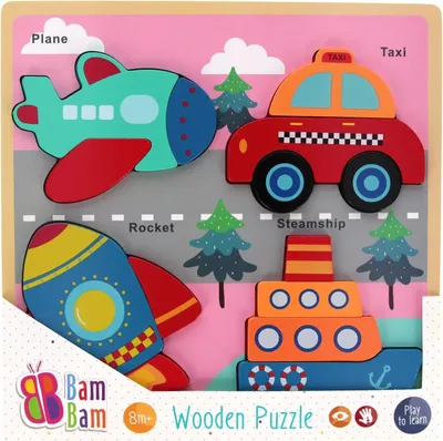 Image de Puzzle en bois, véhicules