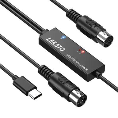 Produktbild von LEKATO MIDI USB C-Schnittstelle, USB-MIDI-Kabeladapter, passend für Windows, Mac, iOS und Android
