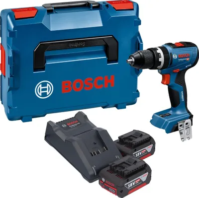 Produktbild von Bosch GSB 18V-65 Professional Akku Schlagbohrschrauber 18 V 65 Nm Brushless + 2x Akku 4,0 Ah + Ladegerät + L-Boxx