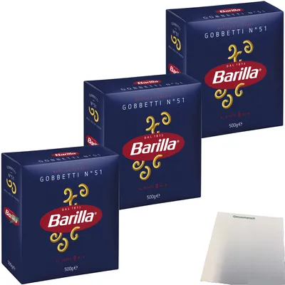 Produktbild von Barilla Pasta Gobbetti N°51 3er Pack (3X500g Packung) + usy Block