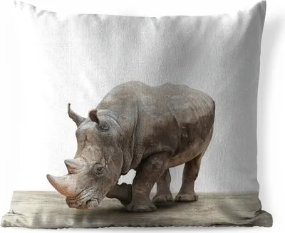 Produktbild von MuchoWow® Outdoor Kissen - Nashorn - Jungen - Wildtiere - Kinder - Mädchen - Tiere - 50x50 cm - Wetterfest - Lounge Kissen - Komfortabel - Kissen mit Bild