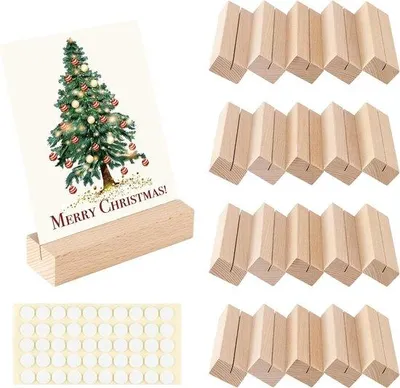 Produktbild von Holz-Tischkartenhalter mit doppelseitiger Kleber für Hochzeiten, Restaurants, Festen, 20 Stück