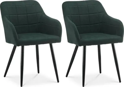 Image de CLIPOP Chaises de salle à manger, Lot de 2, Chaises rembourrées en lin avec accoudoirs, Vert