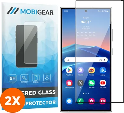 Produktbild von Mobigear Premium 4.99 Samsung Galaxy S24 Ultra Panzerglas Gehärtetes Glas Displayschutz - Hüllenfreundlich (2er Pack)