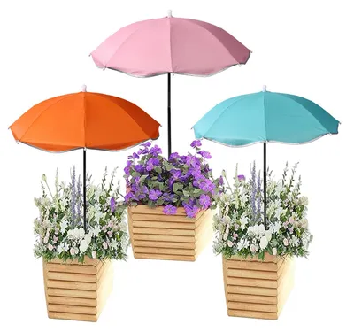 Produktbild von 3 Pflanzenschirme für Gartenpflanzen, 3 Farben, 60 cm Durchmesser. Diese Pflanzenschirme spenden Schatten für Blumen, Pflanzen, Obst und Gemüse auf der Terrasse und schützen sie vor direkter Sonneneinstrahlung.