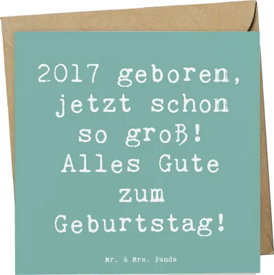 Produktbild von Mr. & Mrs. Panda Grußkarte Spruch 2017 Geburtstag - Meeresbrise - Geschenk, Geburtstagsgeschenk, Handgefertigt, Happy Birthday, Glückwunsch, anlasskarte, Erinnerungen