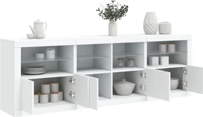 Produktbild von vidaXL Sideboard mit LED-Leuchten Weiß 202x37x67 cm