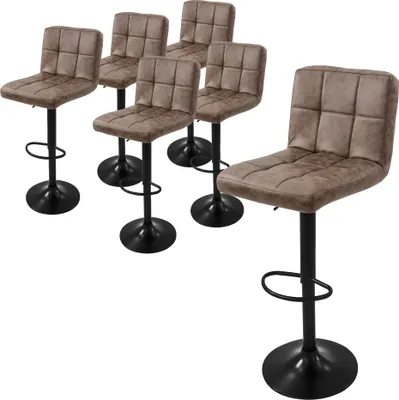 Produktbild von ML-Design 6er Set Barhocker Tresenhocker 360° drehbar, Gepolsterter Barstuhl mit Rückenlehne und Fußstütze, 63-83 cm