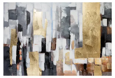 Image de Gilde Bild, rechteckig, "Rechtecke", Holz, Leinwand, grau, goldfarben, VE 1, L. 3.5 cm, B. 120 cm, H. 80 cm 38302 4063387383025