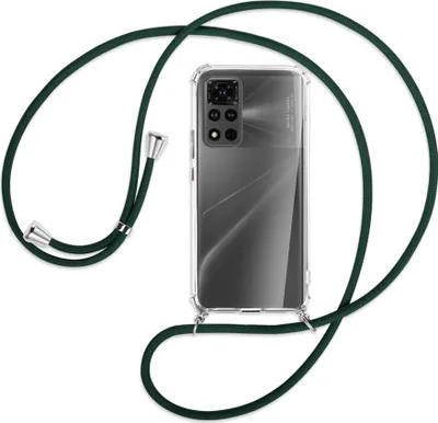 Produktbild von Handykette Backcover-Schutzhülle mit Band (Metall silberfarben) für Honor View 40 Pro (V40 Pro, 6.6'') - dunkelgrün