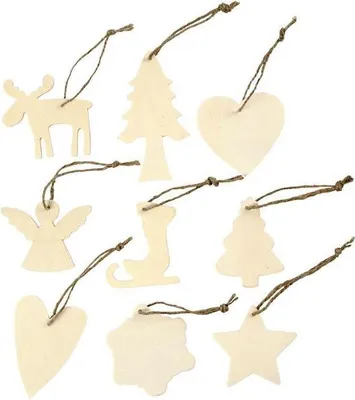 Produktbild von Creativ Company CC Holzornamente-Sortiment 7-8 cm Weihnachten 72-teilig