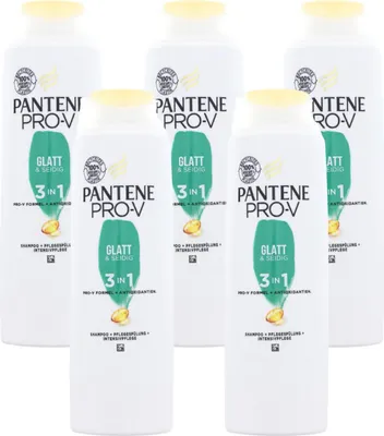 Produktbild von 5 x Pantene Pro-V Glatt & Seidig 3in1 je 250ml Shampoo Spülung Pflege