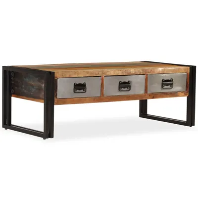 Produktbild von vidaXL Couchtisch mit 3 Schubladen Altholz Massiv 100x50x35 cm