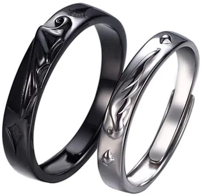 Image de Ensemble d'alliances en argent sterling - Alliances réglables - Bagues de fiançailles - Bijoux - Cadeau pour lui/elle - Alliances