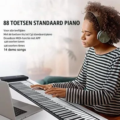 Zdjęcie produktu dla Składane pianino, 88 klawiszy, przenośne pianino elektroniczne, podwójne głośniki, Bluetooth