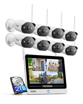 A ZOSI security camera system with a monitor and hard drive.