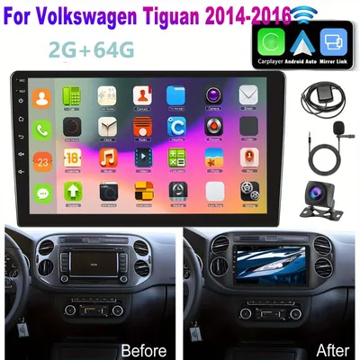 Image de Autoradio Android pour Volkswagen Tiguan – Écran de 9 pouces – CarPlay et Android Auto sans fil avec caméra