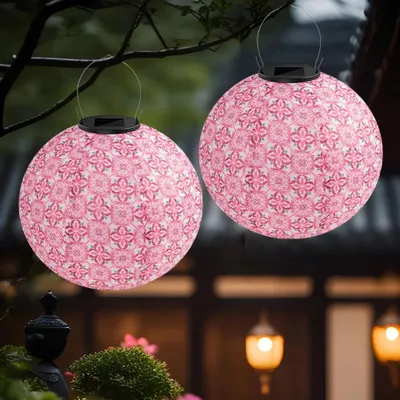 Solar-Laternen Set 2er-Pack 25 cm Nylon warmweiß LED