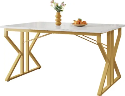 Produktbild von Esstisch,Küchentisch, stabiles Metallgestell,moderner Marmorierung Esstisch, Tisch Wohnzimmer Frühstückstisch für Küche Esszimmer