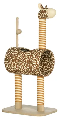 Produktbild von Kratzbaum 101 cm Katzenturm im Giraffendesign, mit Höhle, Spielball, Jutestämme für mittelgroße Katzen bis 5 kg