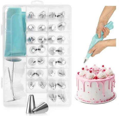 Immagine prodotto di Set da 36 pezzi per decorare torte, sac à poche e beccucci riutilizzabili