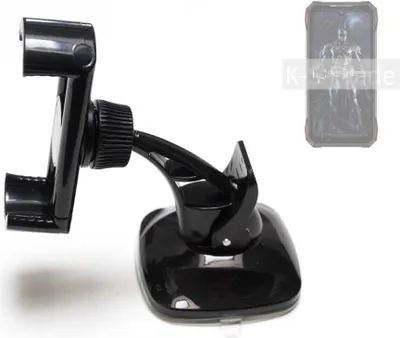 Produktbild von K-S-Trade kompakte Handy-Halterung Windschutzscheibe kompatibel mit Doogee S89 Armaturenbrett schwarz Autohalterung KFZ Halter Scheiben-Halterung